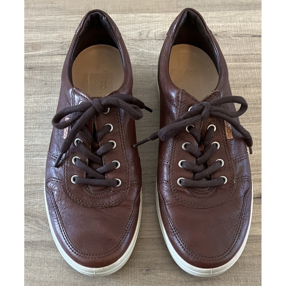 ECCO Danish Design Brown Leather Lace-Up Sneakers Mens Size 10 EU 44